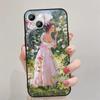 Adecuado para iPhone 15, hermosa funda para teléfono con pintura al óleo de chica europea y americana.