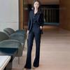 Estilo Igual Tmall 900 Blazer de Lã Misturada de Alta Qualidade, Calça Flare, Conjunto de Três Peças para Mulheres, Roupa de Trabalho