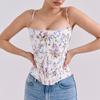Chegada Nova 2025 Camisole Vest Estampado Espinha de Peixe Roupa Externa Feminina Slim-fit Irregular Cordão Costas Abertas Spice Girl Top Pequeno Feminino
