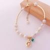 Pulsera de Metal con Perla Natural para Mujer Diseño Nicho ins Viento Frío Celebridad de Internet Pulsera de Perlas Regalo