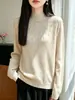 Pavão abrindo a cauda padrão hot drill olho lindo chamativo gola redonda outono e inverno simples versátil brilhante design requintado top casual feminino
