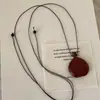 Collar Largo de Cuerda Trenzada con Colgante de Madera Color Café Geométrico para Mujer, Sencillo de Moda Tendencia Personalidad Versátil Gargantilla Cadena de Suéter
