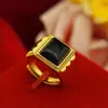 Anillo Grande Cuadrado, Anillo Pequeño Cuadrado, Anillo Ovalado para Hombre, Anillo Chapado en Oro, Anillo con Piedra de Ónice, Suministro para Puesto Callejero, Fabricante de Ágatas al por Mayor