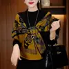 Camiseta Base De Rong, Estilo Coreano, Estampado de Moda, Nuevo Estilo Otoño e Invierno para Mujer, Corte Holgado, Adelgazante, Rejuvenecedor, Versátil, Top Cálido para Madres