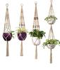 Cesta colgante para plantas con red de cuerda de cáñamo, Gancho tejido a mano, Cesta tejida de cuerda de algodón, Cesta colgante para maceta de estilo nórdico pastoral