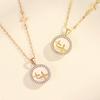 Collar de estrella de oro de 18 quilates bañado en plata de ley S925 para mujer, colgante creativo de piedra lunar, cadena de clavícula de oro rosa de estilo coreano.