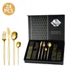 Set de Cubiertos de Acero Inoxidable Amazon para Modelo Nuevo de 26 Años, Apto para Lavavajillas, Cuchillo de Filete Portugués, Tenedor y Cuchara Set de 24 Piezas