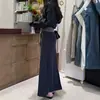 Falda negra deportiva midi con cordón, adelgazante, casual, nuevo estilo de otoño, de cintura alta, recta, elástica, con abertura y drapeado para mujer