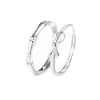 Anillos de Pareja de Bambú Diseño de Nicho Anillo Abierto con Lazo Pequeño Fresco Exquisito Versátil Anillos de Pareja para Hombres y Mujeres