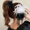 Pinza para el cabello de plumas de avestruz estilo Ins Puro Parte trasera de la cabeza Cabello Tocado Pinza de tiburón Media coleta Cabello tamaño pequeño Pinza de agarre para el cabello