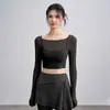 Top de Yoga Falso Duas Peças para Mulheres, Outono, com Bojos, Camiseta Esportiva, Costura em Tela, Manga Longa, Conjunto para Fitness e Corrida