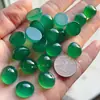 Pendientes de Aro Ovalados para Manualidades con Incrustaciones de Ágata, Base Plana, Anillo Natural Verde Sin Agujero, Colgante Jinhua