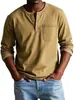 Camiseta Masculina de Manga Longa com Gola Redonda para Outono e Inverno - Pulôver Respirável Slim Casual Camiseta Básica de Manga Longa - Top