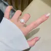 Anillo elástico de plata pura S999 con diseño de flor y rosa, con perlas Swarovski, para dedo índice de mujer, diseño de nicho, versátil para el uso diario