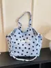 Bolsa de Hombro de Lona con Lunares Estilo Coreano Nueva de Primavera para Mujer, Bolsa Tote Grande de Capacidad para Viajes, Simple, Moderna, Versátil y Casual