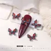 Rojo Retro Cruz Zirconia Estilo Punk Arte de Uñas Pedrería Mariposa Retro Rosa Halloween Navidad Accesorios para Arte de Uñas