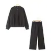 Roupas Femininas Europeias e Americanas Transfronteiriças AliExpress Mais Vendidas Estilo Europeu e Americano Jaqueta Piloto com Zíper Conjunto de Agasalho