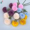 Crisantemo de bola de tres cabezas simulación de tenis de mesa crisantemo decoración de pared de flores para escenario de boda flor de seda arreglo floral para salón de banquetes flor artificial