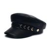 Outono e inverno 2022 Novo boné Navy moda feminina ins legal bonito preto chapéu Pu boné plano Boné Militar Feminino