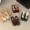Sapatos Mao Mao Femininos Outono e Inverno Casacos Novo Estilo Francês Retro Estilo Fada Bico Redondo Sapatos Mary Jane Forrados com Lã Sapatos Baixos de Algodão