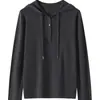 26 Suéter Base Elegante de Lã Merino 100% para o Início do Outono com Capuz Manga Longa Solto 60333