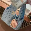Bolso de Lona con Lunares Azules Estilo Coreano para Mujer 2026 Nuevo Bolso de Hombro de Gran Capacidad Estilo Juvenil Bolso para el Trabajo y la Escuela