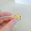 Anillo de esmalte dorado estilo antiguo artesanía de seda estilo palacio flor feliz boda patrón Ruyi anillo suelto pulsera