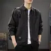Camisa Jeans Lavada Degradê Masculina Primavera Americana Solta com Bolso Masculina Retrô Manga Longa Jaqueta Tendência