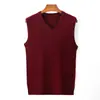 Chaleco de Lana para Hombre Primavera y Otoño Casual Cuello en V Dulce Suéter Color Sólido Camisa Base Moda de Negocios y Elegante