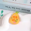 Forma de fruta acrílico doble cara tarjeta de palabra llavero colgante seguro alegría texto corazón de niña bolsa bolsa colgante joyería