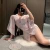 Pijama sexy plus size terno de quimono japonês Peito pequeno Lingerie Tentação Flertando Cama Quente Paixão Uniforme