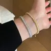 Pulsera de encaje trenzado de plata de ley S925 con diamantes completos, chapada en oro, lujo ligero, a la moda, de alta gama, versátil, diseño de nicho