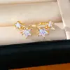 Arete de Clip para Oreja Estrella de Zirconia Chapado en Oro Real de 14k para Mujer Sin Perforación Estilo Personalidad Pendientes Lujo Ligero Sensación de Alta Gama Joyería para Oreja Venta al por Mayor
