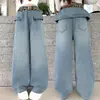 2026 Calça Jeans Wide-Leg Versátil Soltinha Tendência Estilo Coreano para Meninas Mais Velhas Calça de Cintura Alta Moda