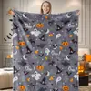 2026 Nueva Manta de Franela de Calabaza Fantasma Tema Personalizado de Halloween Manta para Sofá Manta Retro 3D