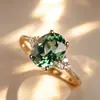 Anel Feminino Yanbai Temu Popular de Moda Transfronteiriça Estilo Europeu e Americano Esmeralda para Casamento e Noivado