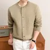 Cardigan de tricô leve e estiloso masculino para o dia a dia, perfeito para outono e inverno, versátil, simples, casual e espesso para usar em camadas