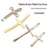 Pulseira de aço titânio com ponto de cruz dobrável com broca com sinal de dobragem de broca pulseira de corda de couro trançada com Cruz