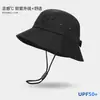 Chapéu de Pescador Novo Estilo de Rua Retrô para Primavera e Verão para Homens e Mulheres Chapéu Hip-Hop com Cordão Proteção Solar e Impermeável Chapéu de Pescador para Exterior