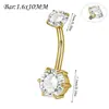 Anillos para Ombligo de Acero Inoxidable Galvanizado con Circonita Blanca Transfronterizos en Formas Cuadrada, Corazón y Gota con Joyería para Piercing de Rosca Interna