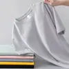Camiseta de Manga Corta de Seda de Leche para Hombre, Color Sólido Cuello Redondo, Talla Grande Casual