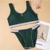 Conjunto de Roupa Íntima Esportiva com Tecido de Seda de Gelo, Costas Bonitas, Sem Aro de Aço, Respirável, Anti-desfiamento, Cor em Contraste Leve