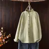 Camisa de Gasa de Doble Capa de Algodón Puro con Cuello de Encaje Zhi Ran para Mujer Primavera 2026 Nuevo Estilo Cuatro Colores Botones Rojos Camisa Top