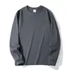Camiseta de manga longa para outono e inverno de 500G feita de algodão Xinjiang de alta resistência, cor branca pura, moletom gola redonda com costura dupla, adequado para homens e mulheres