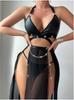 Fornecimento Transfronteiriço Comércio Exterior Europeu e Americano Lingerie Sexy Uniforme Sexy Tentação Pijama Transparente Costas Cruzadas Sem Costas Conjunto Sexy