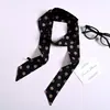 Bufanda de Seda Delgada con Lunares Negros al por Mayor Transfronteriza Estilo Coreano Elegante Bufanda Flotante Cinta para la Cabeza Accesorios para Camisas Atados