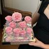 Espejo de flores eternas de cabello liso de fábrica, 9 rosas de jardín para novia, rosa de alta gama, regalo de San Valentín al por mayor