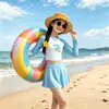 Conjunto de Maiô de Verão para Meninas Roupas Infantis Estilo Férias para Meninas Maiô Casual com Estampa de Desenho Animado para Crianças Maiores