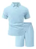 Conjunto de Camisa Polo Casual Esportiva Masculina de Verão, Tecido Jacquard Europeu e Americano, Fina, Manga Curta, Respirável para o Verão