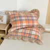 Fundas de almohada de algodón lavado clase a, algodón puro, un par de fundas de almohada grandes individuales para adultos, fundas de almohada con borde de algodón puro 48X74
